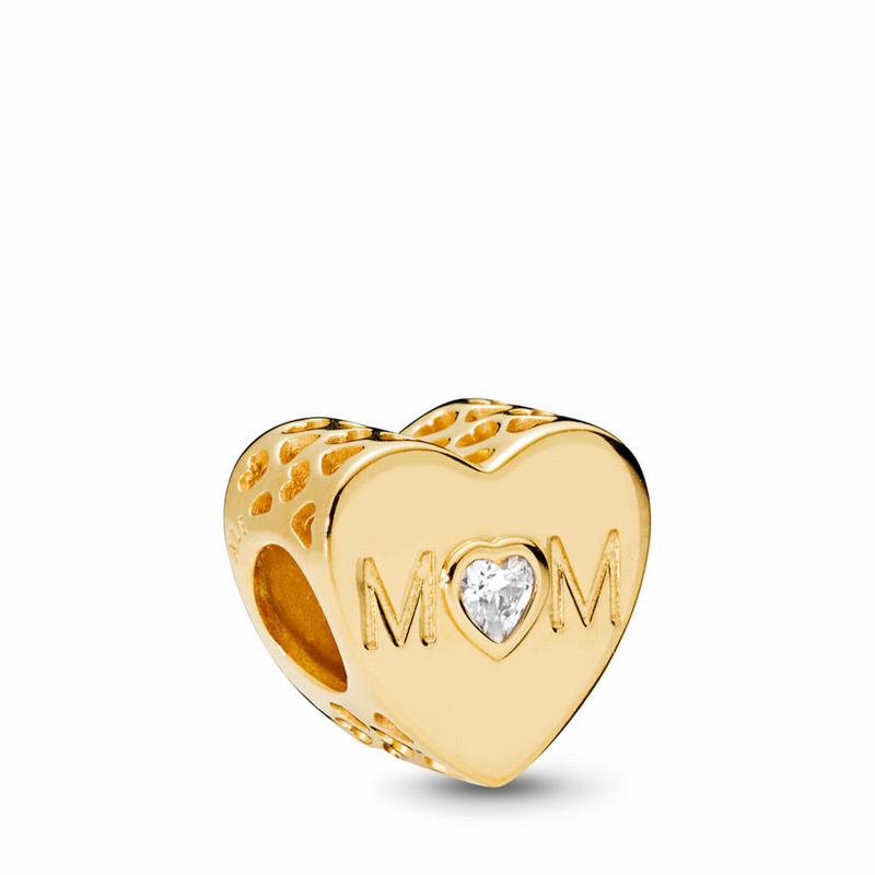 Pandora Shine™ Mother Heart Charm - 18ct Gold Plated/Cubic Zirconia - Canada | BC2204BA